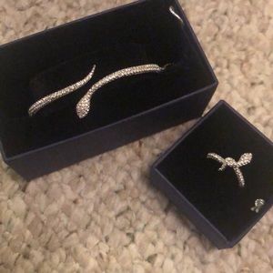 Authentic Swarovski Leslie snake bracelet and ring